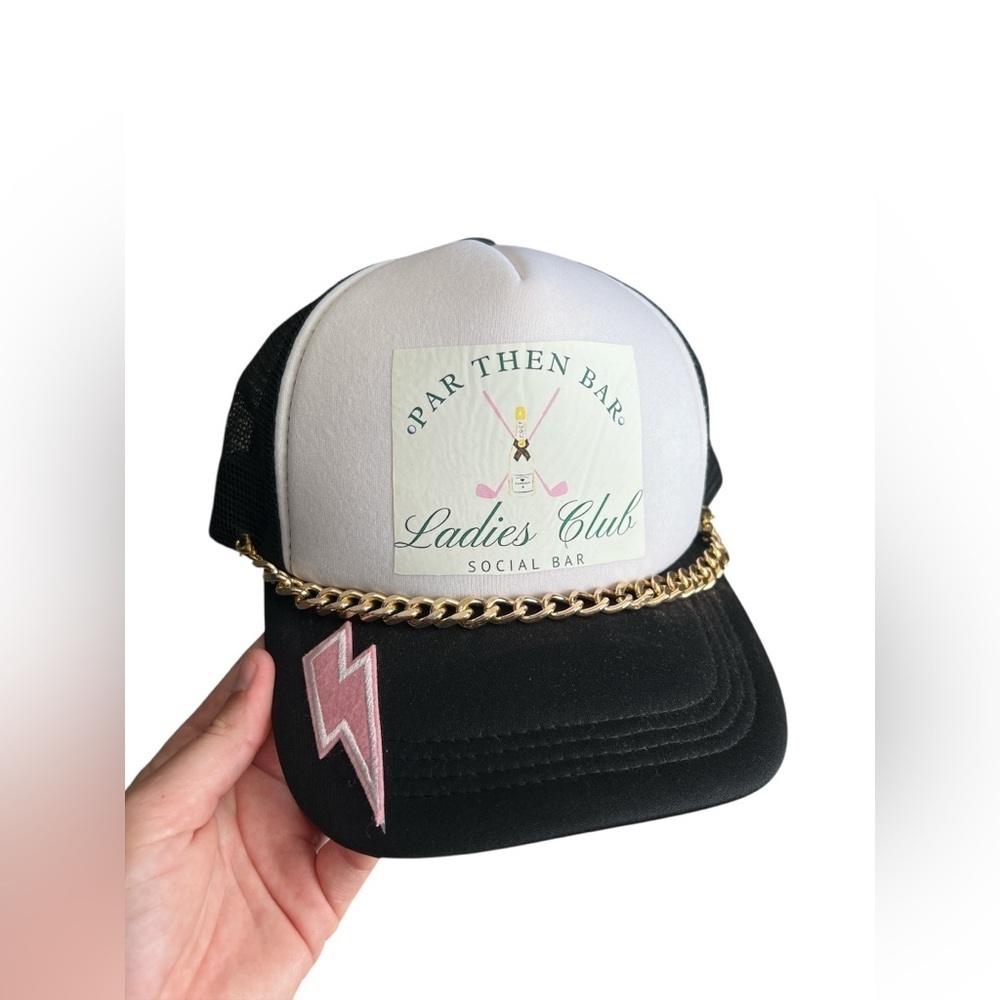 Black custom trucker snap back hat golf